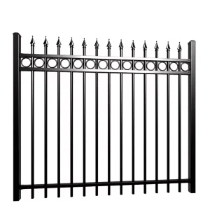 Decorative Wrought Iron Garden Fence Panels, Hot-Dip Galvanized Steel, Black, Security and Swimming Pool Use