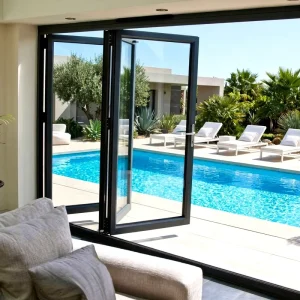 Double Glazing Hurricane Impact Bi Folding Aluminum Patio Folding Door for Residential