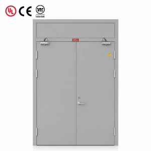 Double Leaf Steel Fire Door Emergency Exit Metal Security Door Industrial Steel Fire Door Powder Coated Fireproof Security Door