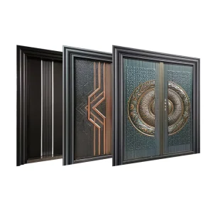 Double Metal Exterior Steel Front Main Door Indian Carving Designs Industrial Style Anti Theft for Villa
