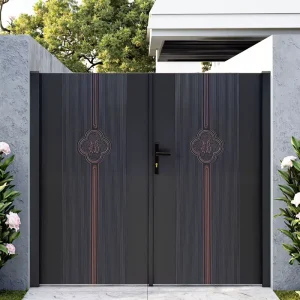 Double-Panel Swing Stainless Steel Driveway Gates, Decorative Aluminum Main Gate Designs
