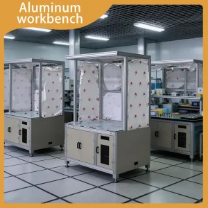 Durable Aluminum Extrusion Workbench with Removable Side Guards for Easy Access to Underlying Equipment Components
