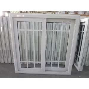 Durable Impact Sliding UPVC Windows with Grid for House Bedroom Kitchen Double Sliding Clear Tempered Glass PVC Windows