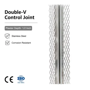 Durable Stainless Steel EIFS Stucco Profiles Double V Control Joint for Apartment Wall Crack Control