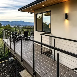 EKOO METAL Deck Wire Rope Balustrade Wire Post Handrail Terrace Stainless Steel Tensioner Cable Railing Systems