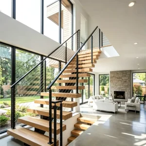 EKOO METAL Stainless Modern Villa Stair Cable Railing Post Fascia Mount Safety Fence with Black Finish Square Round Options