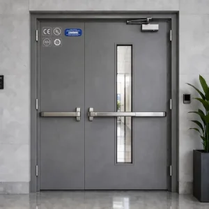 EU Standard Fire Rated Steel Fire Door Sound Insulation Heat Isolation Steel Fire Door for Commercial Construction Projects