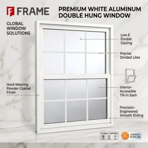 Easy Clean Tilt in Aluminum Double Hung Window White Black Frame Clear Tempered Glass for Cozy Living Room Project Order