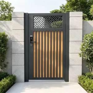 Electric Aluminum Alloy Exterior Entry Door Powder Coated Finish Custom Dimensions Home Security