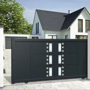 Electric Aluminum Alloy Retractable Sliding Double Gate for House or Villa with Privacy Function