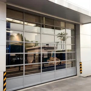 Electric Connecting Rolling Modern Aluminum Lattice Shutter High Visibility Tube Grille Gate Remote Entry Workshop Bronze