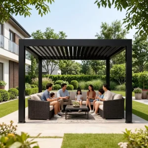 Electric Waterproof Windproof Aluminum Alloy Soundproofing Anti-corrosion 3×3 Outdoor Gazebo Roller Blind