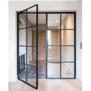 Elegant Steel Interior French Door Slim Design Fluted Glass Master Bedroom Suite Entrance Soundproof Factory Direct