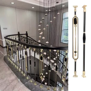 Elegant Vintage 95cm Indoor Stair Railings Golden Aluminum Alloy Spindle Balustrades & Handrails