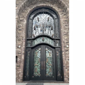 Entrance Doors With Transom Wrought Iron Metal Door Villa Entry Doors for Houses