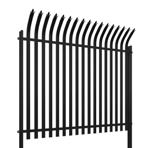 Europe Palisade Fence with Wrought Iron Gate, 6-Foot Metal Steel Residential Security Fence