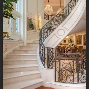 European Luxury Metal Railing Outdoor Stairs Designs in Iron Wrought Iron Stair Railing