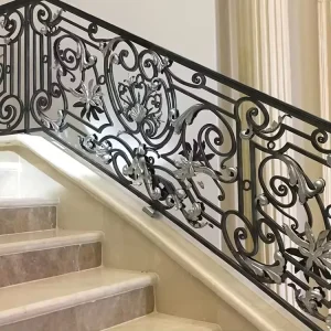 European Luxury Metal Railing Outdoor Stairs Designs in Iron Wrought Iron Stair Railing