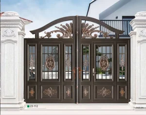 European Retro Style Villa Courtyard Exterior Cast Aluminum Double Security Entry Garden Door