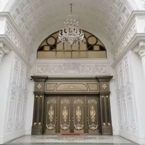 European Style Villa Gate Copper Courtyard Metal Security Front Door Double Doors Exterior Large Metal Doors