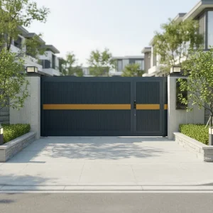 Exterior Aluminum Alloy Electric Sliding Driveway Gate with Heat-Treated Finish for Modern Villa Fences and Houses