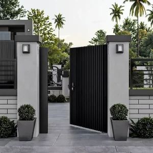 Exterior Aluminum Privacy Gates, Sliding Swing Gates for Home Garden