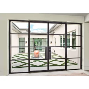 Exterior Metal Wrought Iron Security Tempered Safety Glass Black Steel Graphic Design Interior Glass Doors Rustic Glass Windows