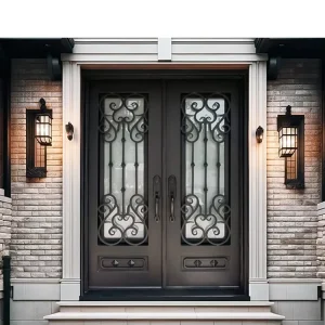External Single Security Door Wrought Iron Front Entry Doors For Houses Custom Wrought Iron Door