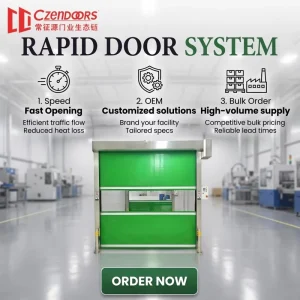 Factory CE EN13241 PVC Automatic Fast Rolling Shutter Dust Proof Workshop Factory Industrial Project Door