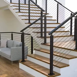 Factory Custom Side Mounted Stainless Steel Wire Rope Railing System Outdoor Deck Balcony Porch Stair Fitting Rust