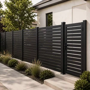 Factory Direct Custom Powder Coated Aluminum Slat Fence Panels for Outdoor Safety, Balcony Privacy, and Anti-Climb Fencing