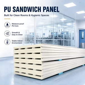 Factory Direct Metal PU Sandwich Panels Fireproof Insulated Decorative Wall Cladding