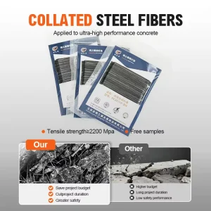Factory Direct Sale Pre Glued Hooked Bundle Steel Fiber for Concrete Reinforcement High Tensile Strength 1150 2200MPA