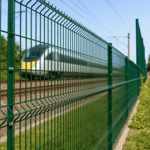 Factory Europe Style Rustproof Easy Install Industrial Boundary Isolation PVC Coated Double Wave Metal Fence