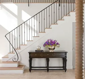 Factory Price Modern Wrought Iron Anti Rust Stair Handrail Decorative Metal Interior Balustrade Black Iron Railing Balcony Villa