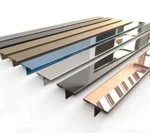 Factory Shipped T Shaped Tiles Corner Trim Brushed Stainless Steel Metal Tile Trim Strip