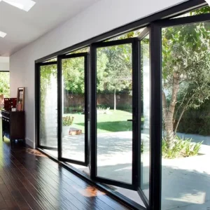 Factory Supply Aluminum Folding Glass Door 6063 T5 Thermal Break Tempered Glass Bi Fold Door CE Certified Custom Size