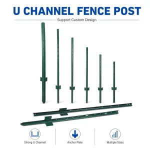 Factory Supply Green 4ft 5ft 6ft 7ft Steel U Post Metal Fence Stake Agricultural Fencing Projects