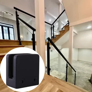 Factory Supply Heavy Duty Matte Black Square Front Flat Back Stainless Steel Glass Clamp for Tempered Glass Panels