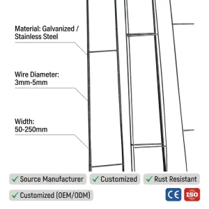 Factory Supply Welded Steel Wire Reinforcement of Galvanized HDG Masonry Ladder Mesh for Increase Wall Strength