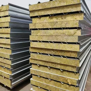 Fireproof Colored Steel Roof Panels Roof Sheet Rock Wool Sandwich Panel for Self Built House Factory Building