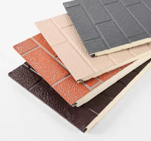 Fireproof Heat Insulating Double sided Polyurethane Steel Carved Panel for Roof Warehouse Exterior Wall Insulation