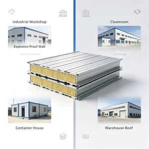 Fireproof Metal Rock Wool Sandwich Panel for Industrial Insulation