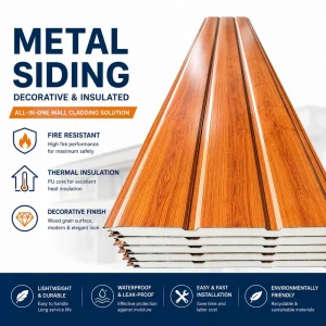 Exterior Workshop Renovation Decorative Polyurethane Metal Siding Easy Assembly Building Material Sandwich Panel