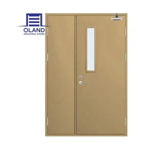 For Certified Solid Core Steel Fire Door with Glass Window 1.5hr Fire Rating Industrial Design Pre Hung Door and Frame Set