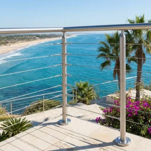 Foshan EXW DDP Modern Patio 35mm Swageless Stainless Steel Aluminum Alloy Deck Post Stair System Hardware Cable Railing Kits