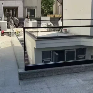 Frameless Glass Handrail Aluminum Brass Floor Channel Embedded Mounting Slots Modern Minimalist Style Balcony Stair