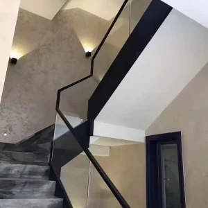 Frameless Stair Glass Aluminum Alloy Luxury Non Cement Foundation Beam Stair Handrail Mirror Clip In Groove Floor Mounted Indoor