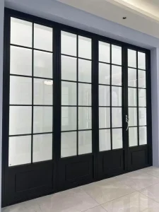 French Accordion Aluminium Bi-Folding Door for Office Building Gym Mall & Entry for Commercial Use