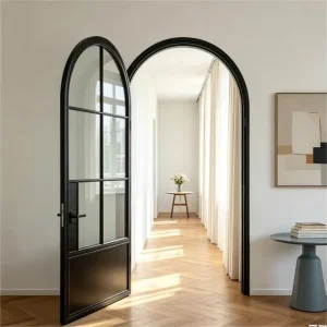 French Interior Doors Metal Glass Doors with Black Frame Support Customized Services